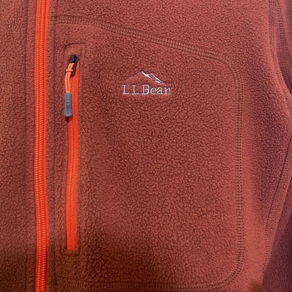 LL Bean Trail Fleece Mens Size Medium Regular Full Zip Jacket Brown Rust - Picture 3 of 10